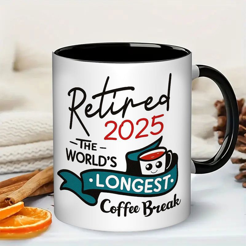 Tailorly Black Accent 11 oz Mug - retirement 2025 text