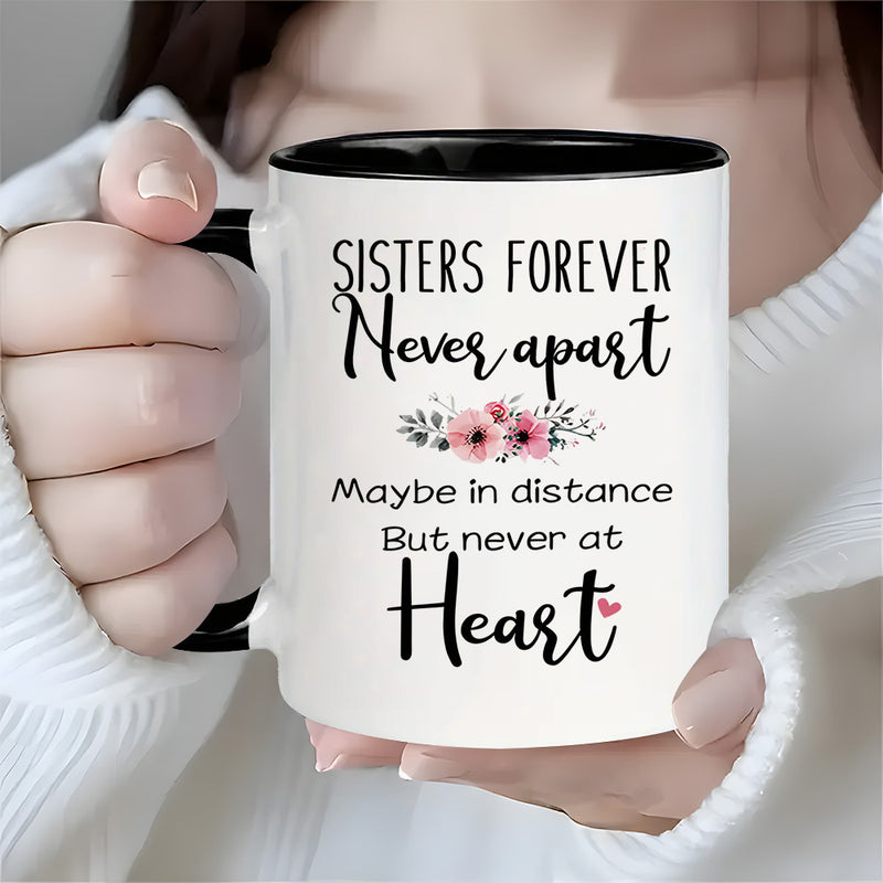 Tailorly Black Accent 11 oz Mug - quote "never apart" and safe icon