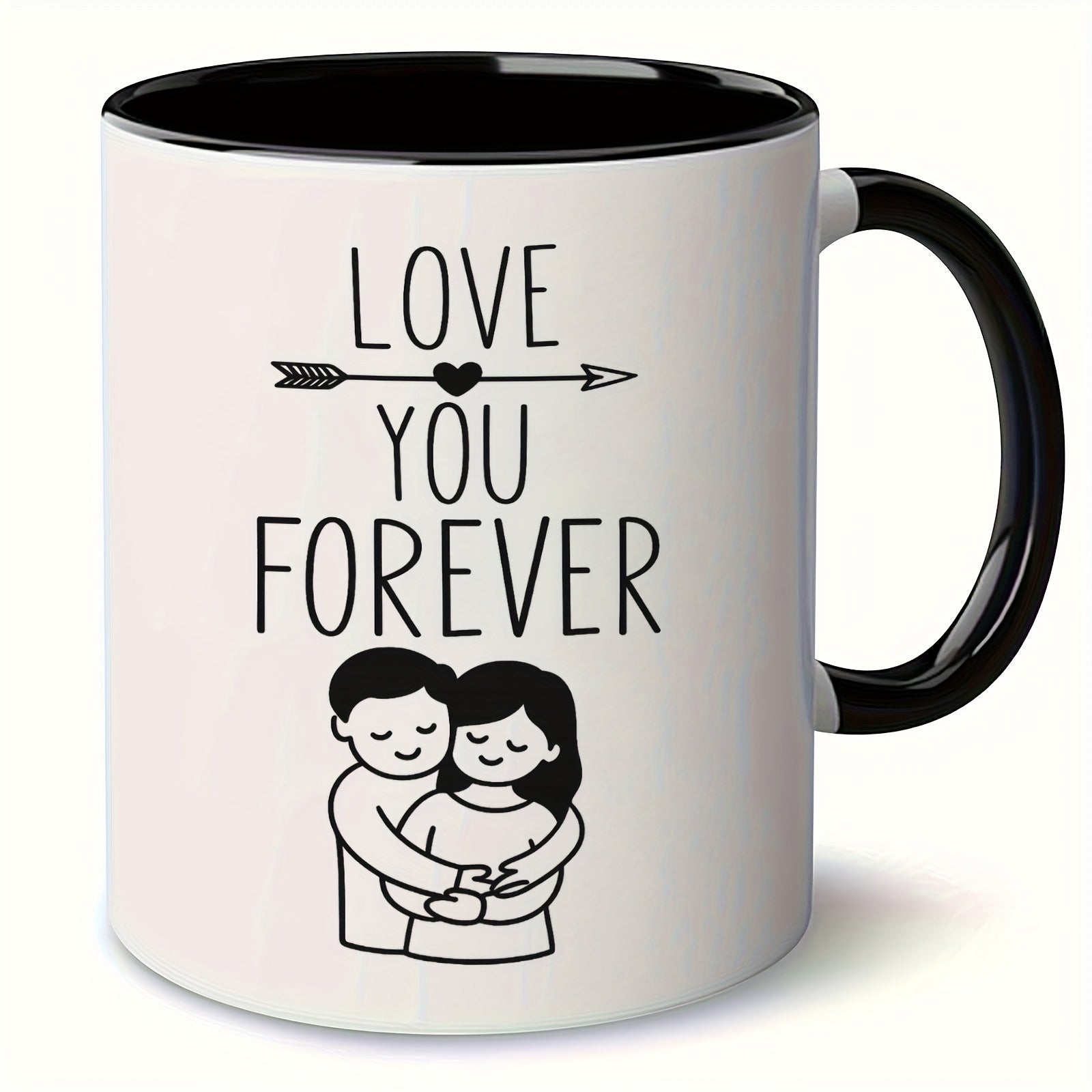 Tailorly Black Accent 11 oz Mug - embracing couple silhouette