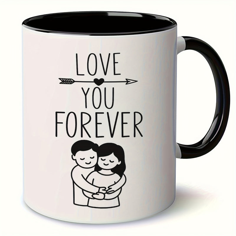 Tailorly Black Accent 11 oz Mug - embracing couple silhouette