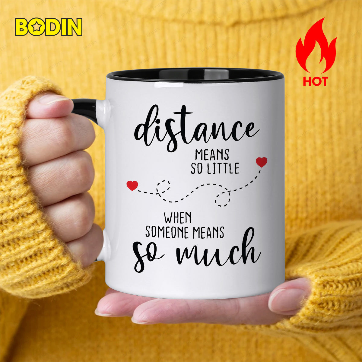 Tailorly Black Accent 11 oz Mug - distance means so little when means design