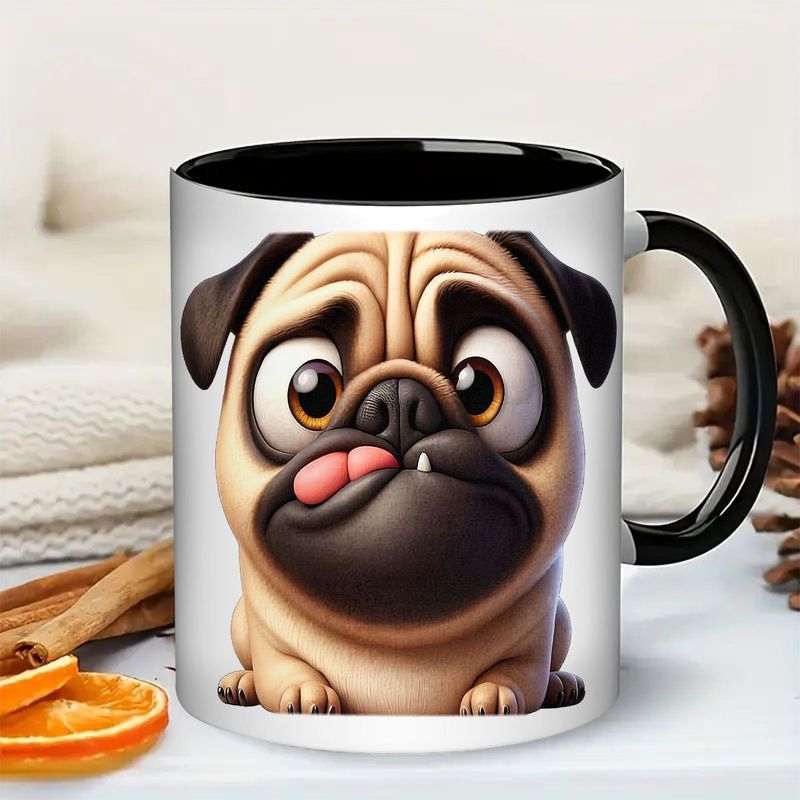Tailorly Black Accent 11 oz Mug - funny pug cartoon pug