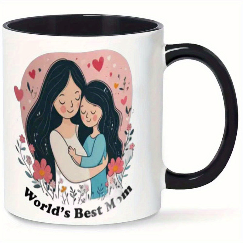 Tailorly Black Accent 11 oz Mug - mom hugging illustration