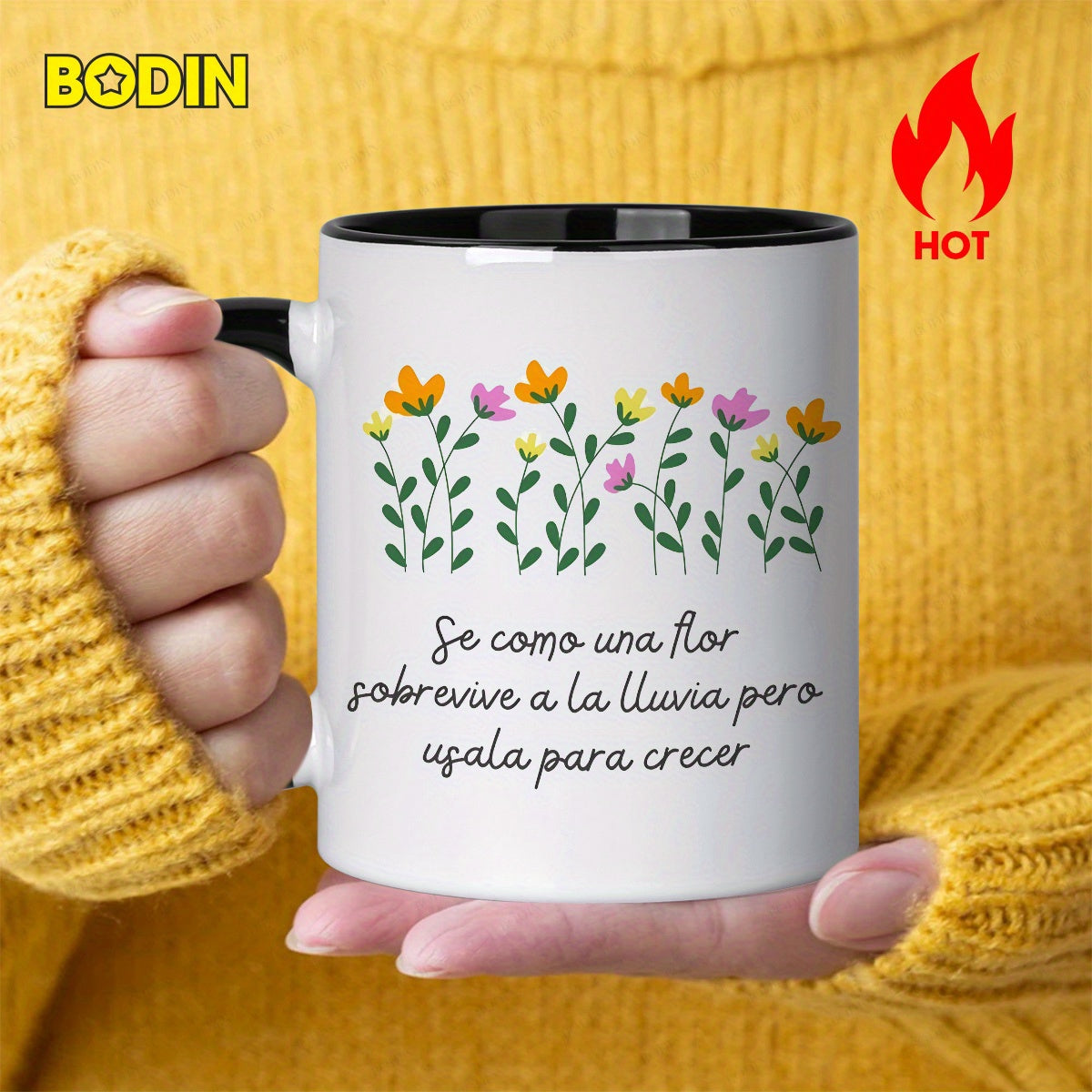 Tailorly Black Accent 11 oz Mug - spanish inspirational quote "se como a"
