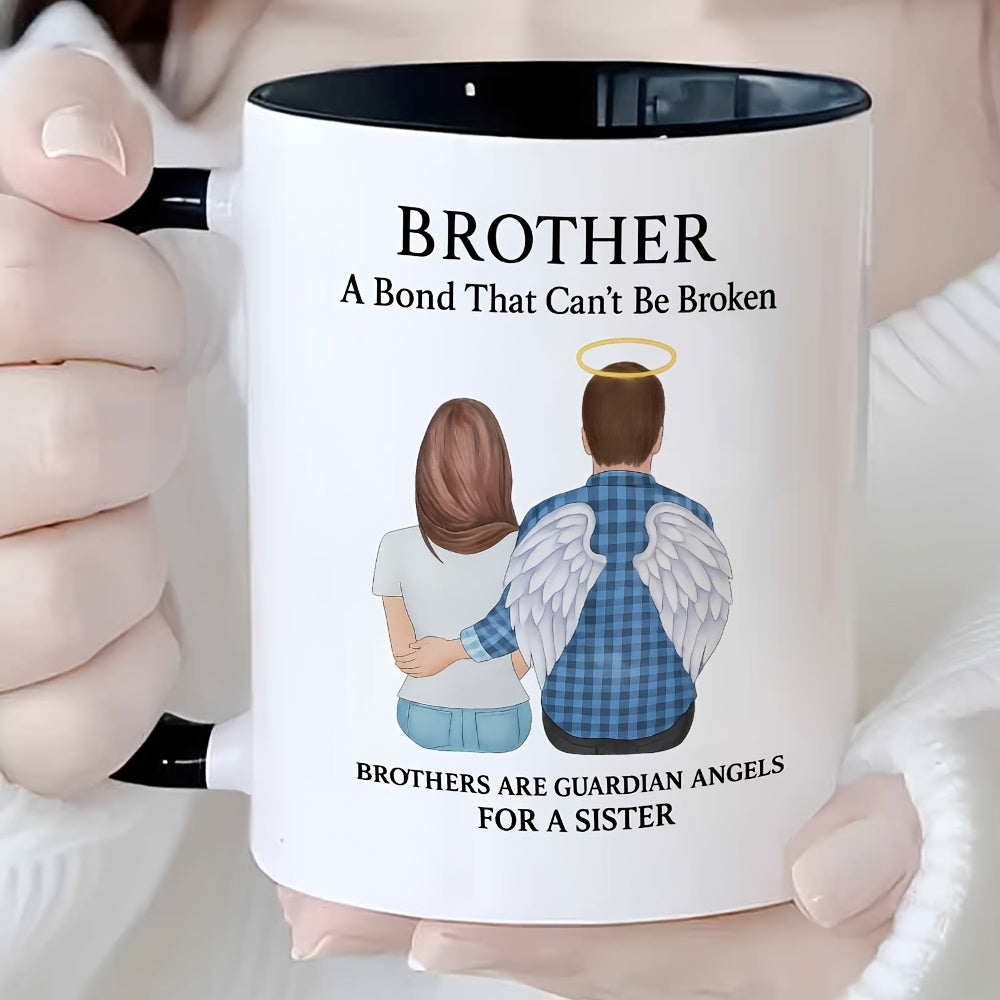 Tailorly Black Accent 11 oz Mug - guardian angel， brother text
