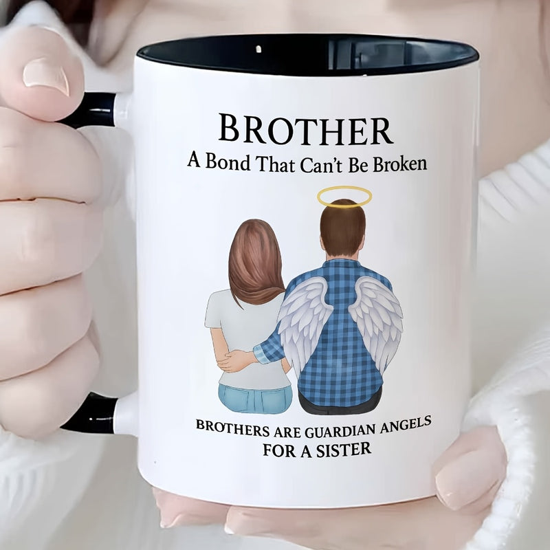 Tailorly Black Accent 11 oz Mug - guardian angel， brother text