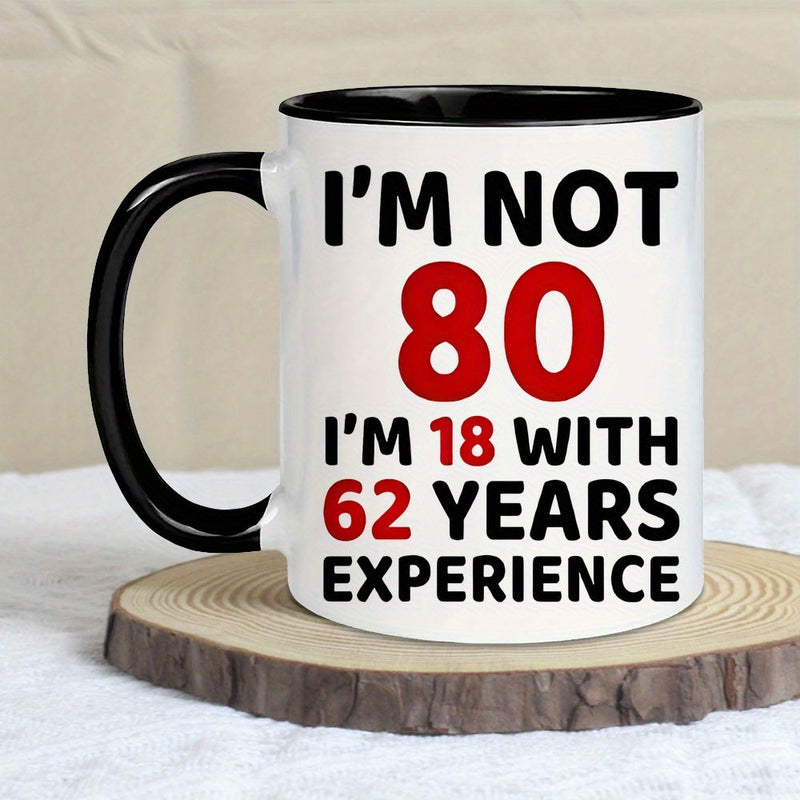 Tailorly Black Accent 11 oz Mug - 80th birthday text design