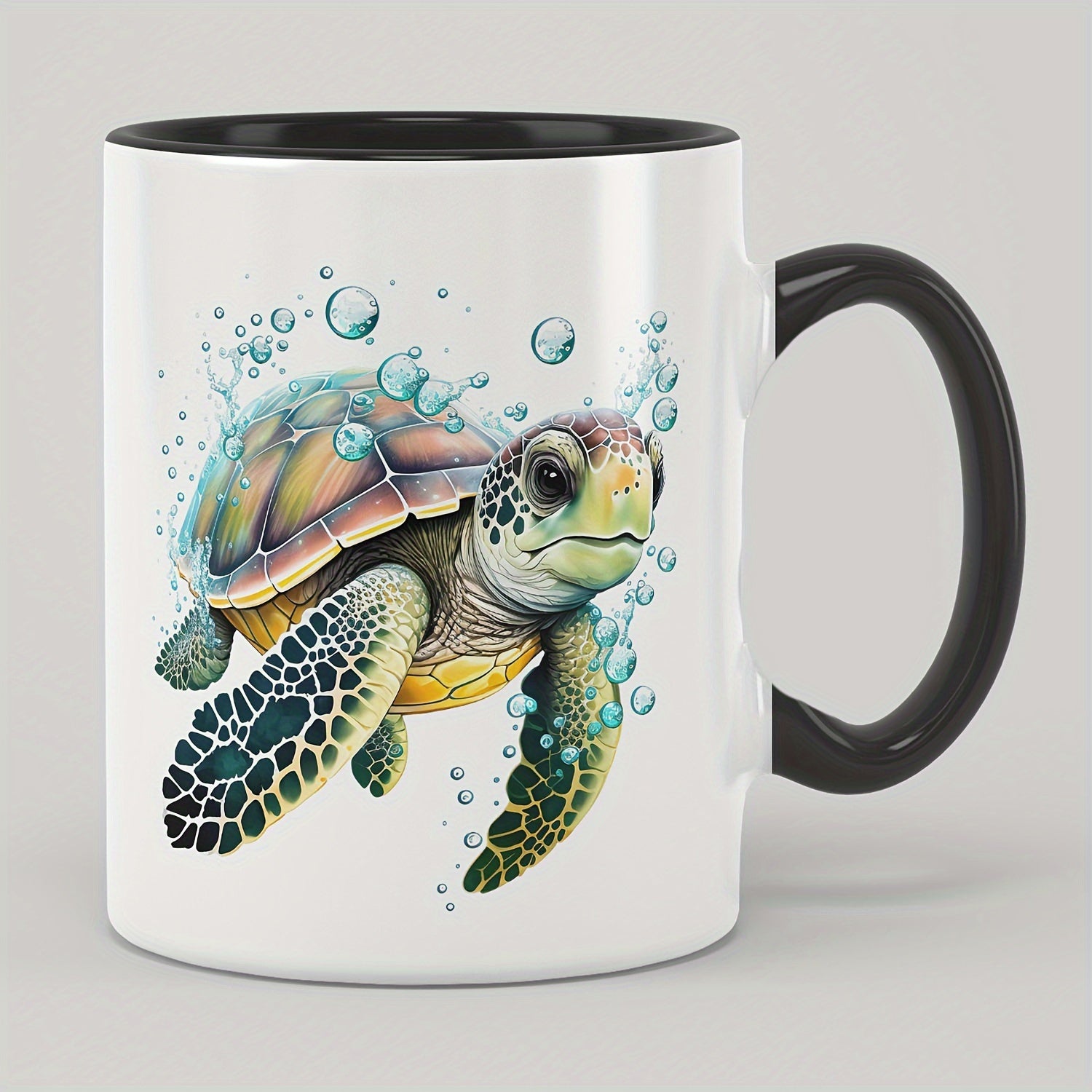 Tailorly Black Accent 11 oz Mug - sea turtle