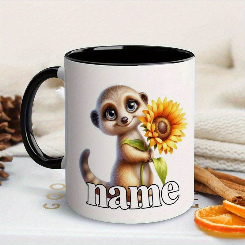 Tailorly Black Accent 11 oz Mug - cute and sunflower design
