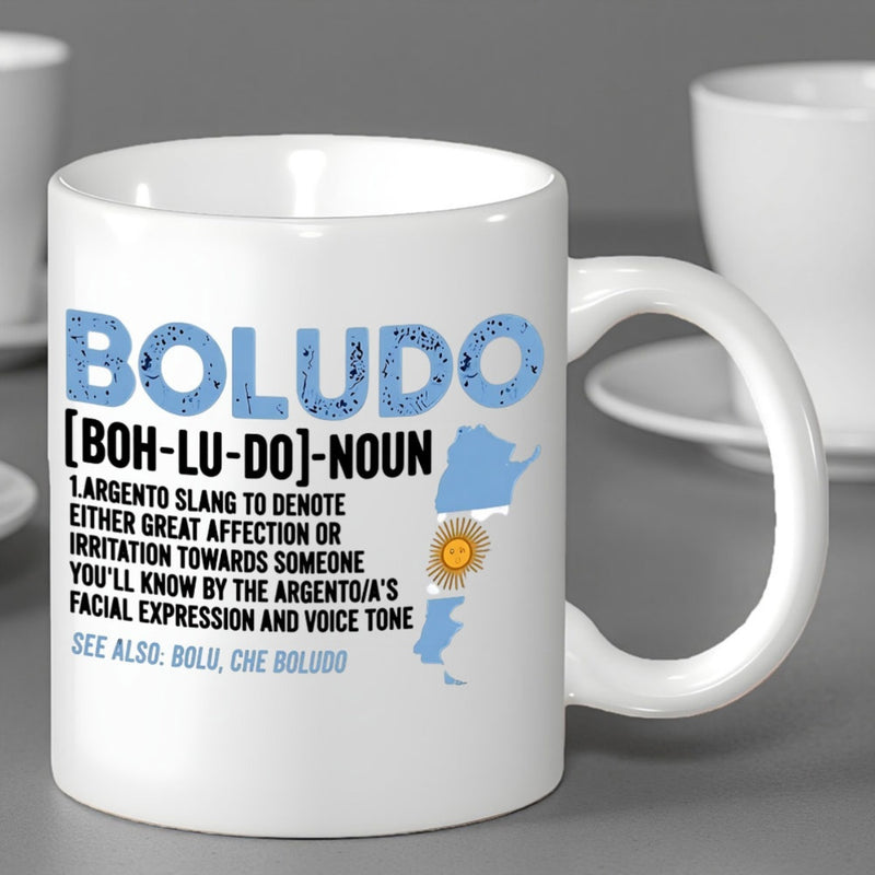 Tailorly White Ceramic 11 oz Mug - Noun Slang See Also Map Of Argentina Decorated With National Flag Colors And Sun Map