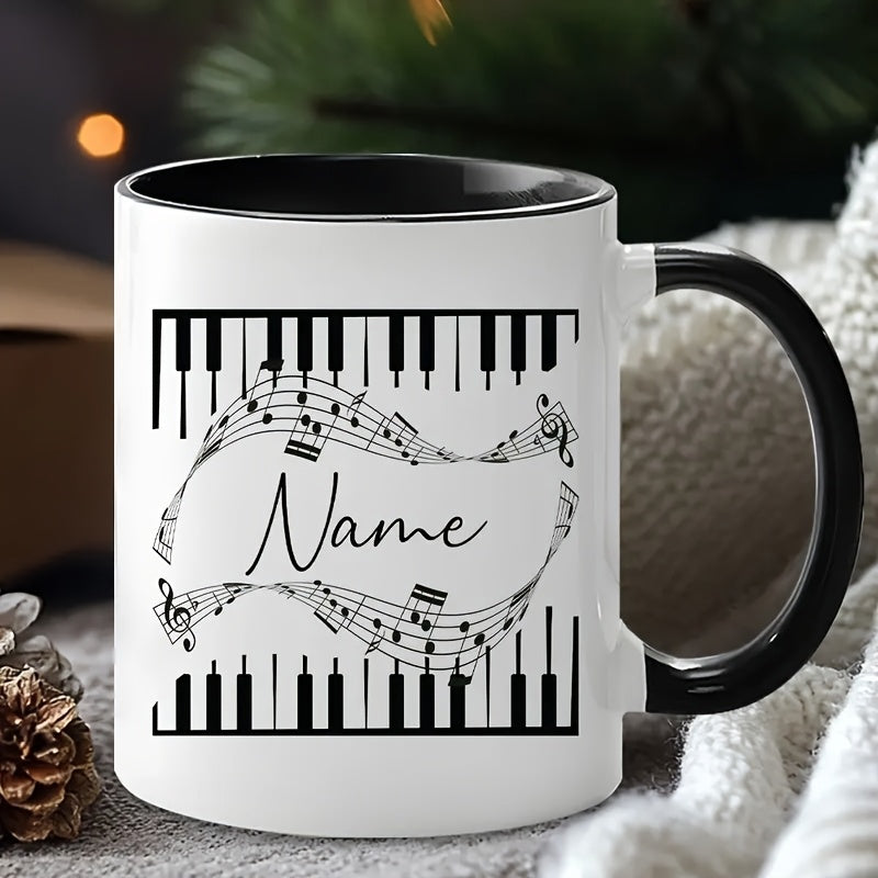 Tailorly Black Accent 11 oz Mug - dancing notes