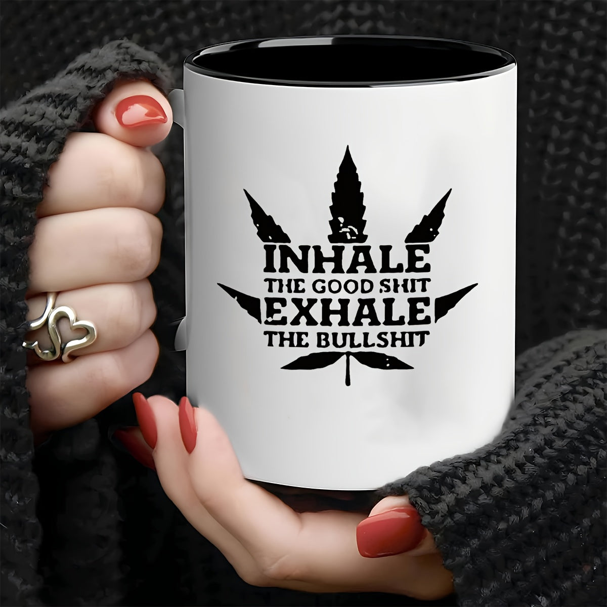 Tailorly Black Accent 11 oz Mug - humorous text white with black graphics birthdays holidays parties