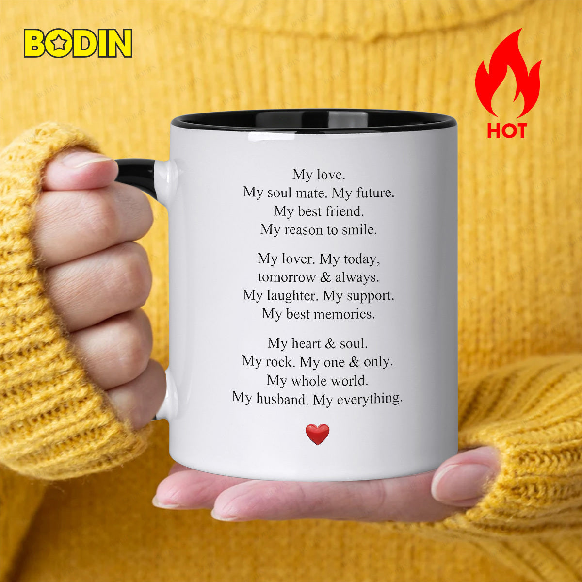Tailorly Black Accent 11 oz Mug - words for husband dishwasher safe romantic