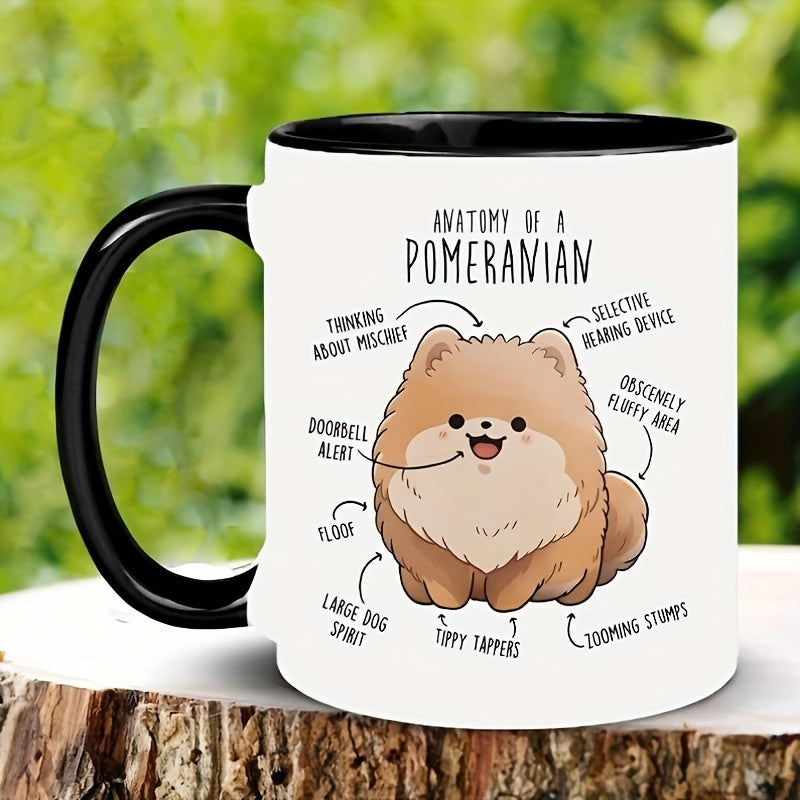 Tailorly Black Accent 11 oz Mug - cute pomeranian illustration