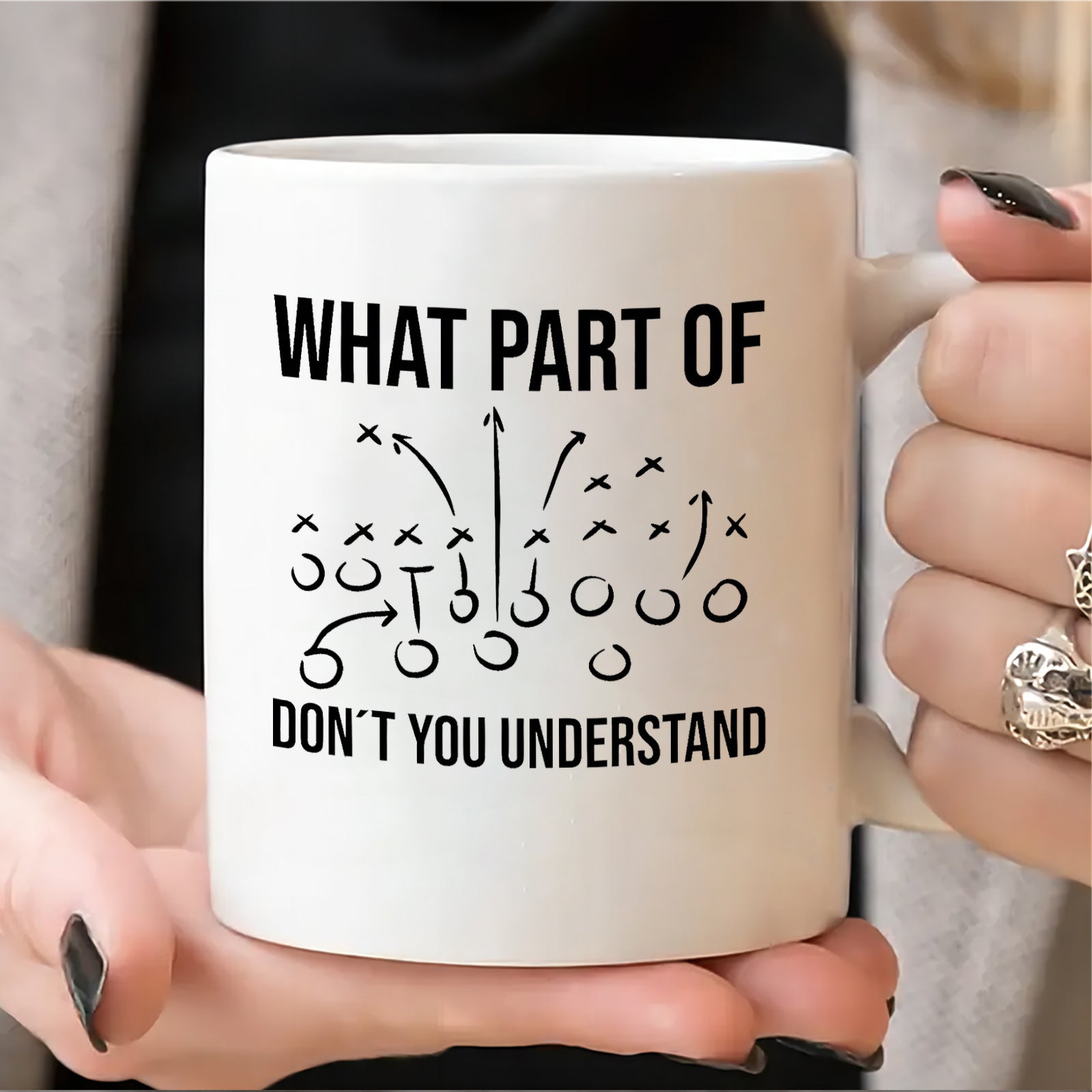Tailorly White Ceramic 11 oz Mug - What Part Of Don't You Understand Strategic Sports Diagram With Tactical Arrows And Minimalist Play Symbols Playbook