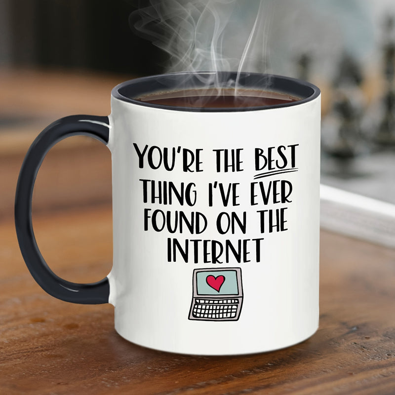 Tailorly Black Accent 11 oz Mug - item picture 1pc 11oz ceramic coffee mug insulated reusable hand wash only perfect gift for her him girlfriend wife