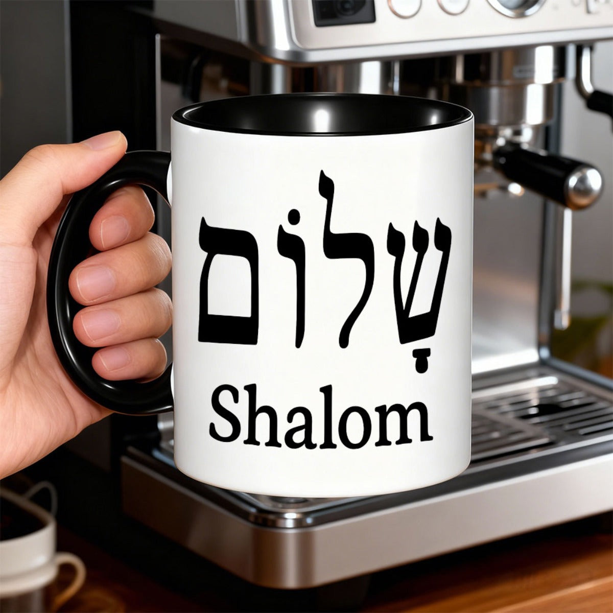 Tailorly Black Accent 11 oz Mug - hebrew lettering