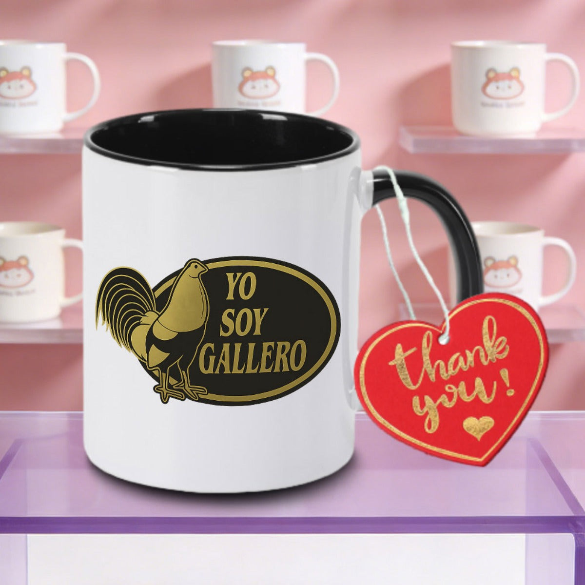 Tailorly Black Accent 11 oz Mug - Mexican Rooster & Spanish Gallero Ceramic Mug