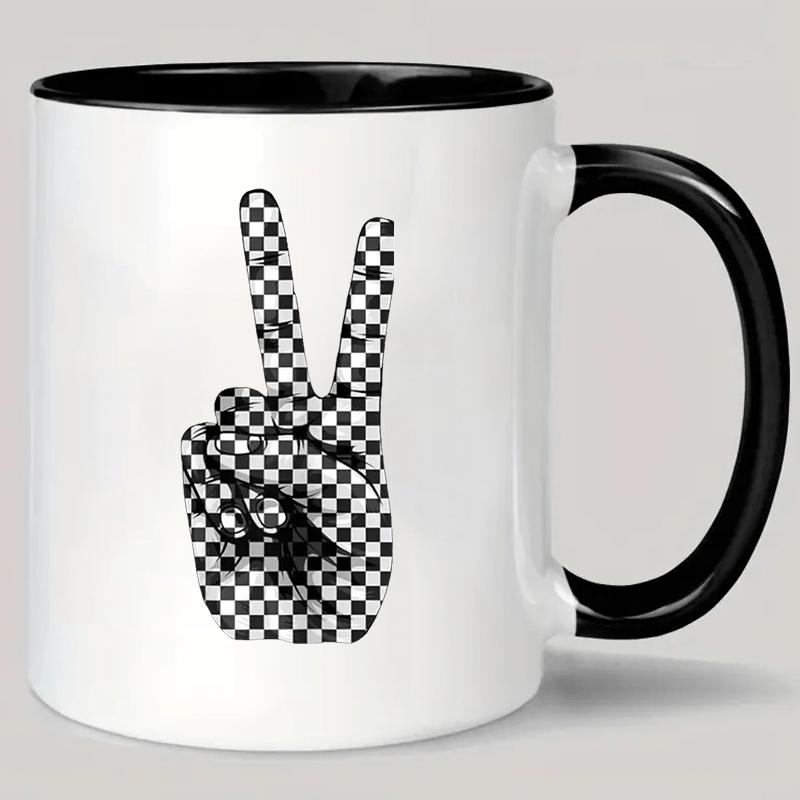 Tailorly Black Accent 11 oz Mug - sign checkerboard design