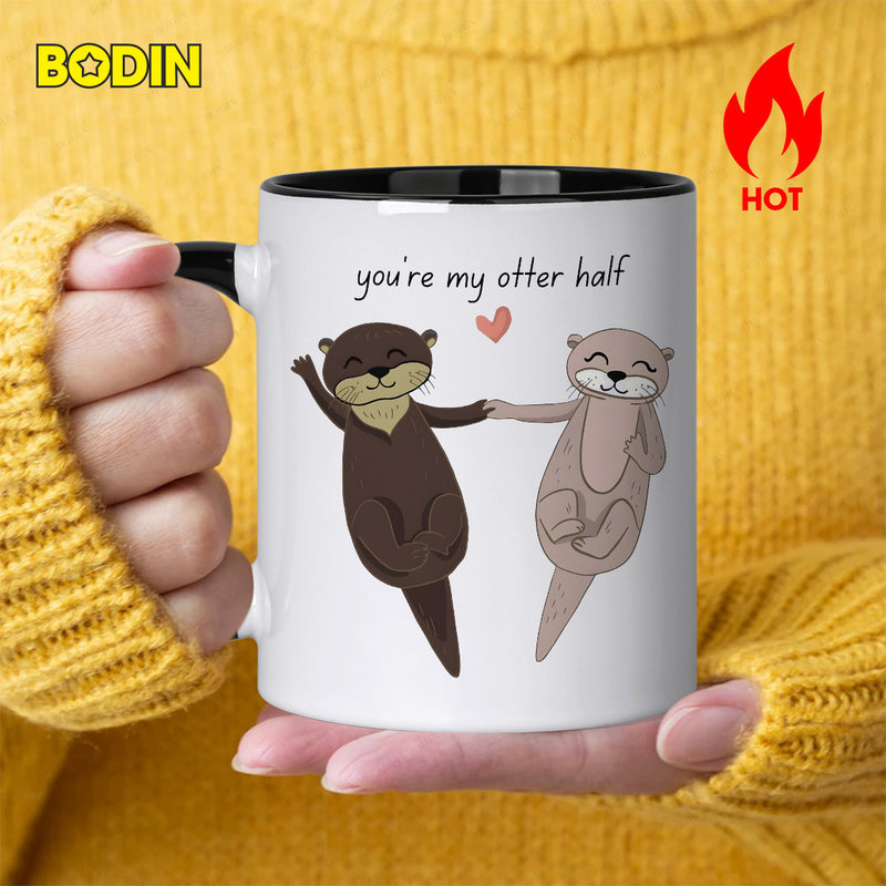 Tailorly Black Accent 11 oz Mug - youre my otter half humorous words