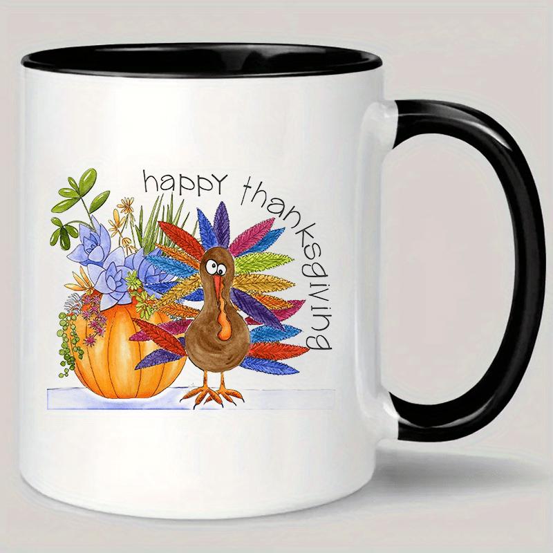Tailorly Black Accent 11 oz Mug - happy thanksgiving pumpkins