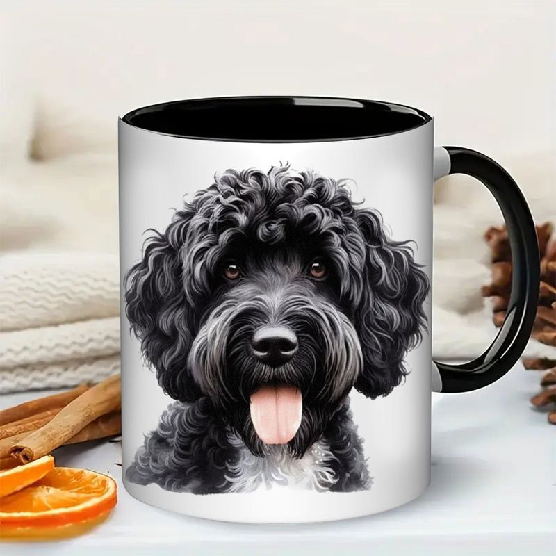 Tailorly Black Accent 11 oz Mug - black poodle like puppy design