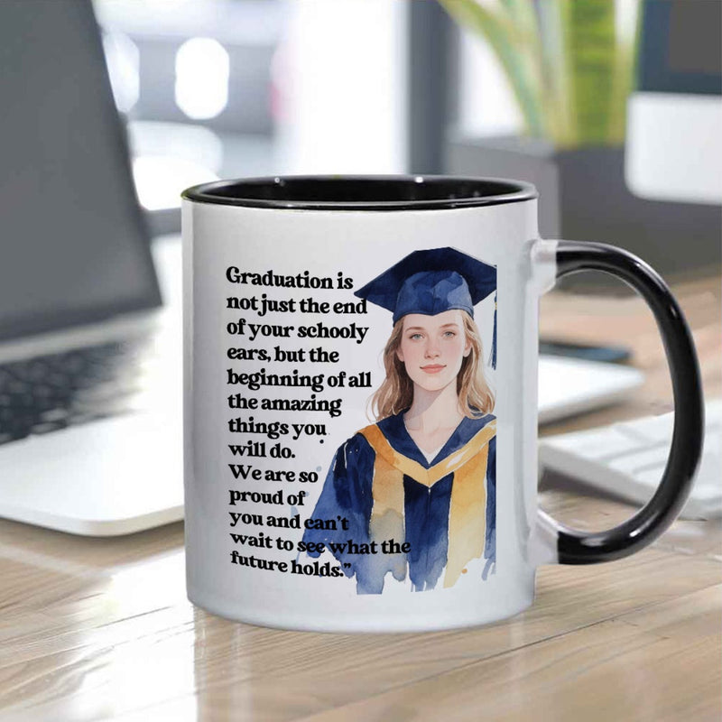 Tailorly Black Accent 11 oz Mug - inspirational quote graduate illustration