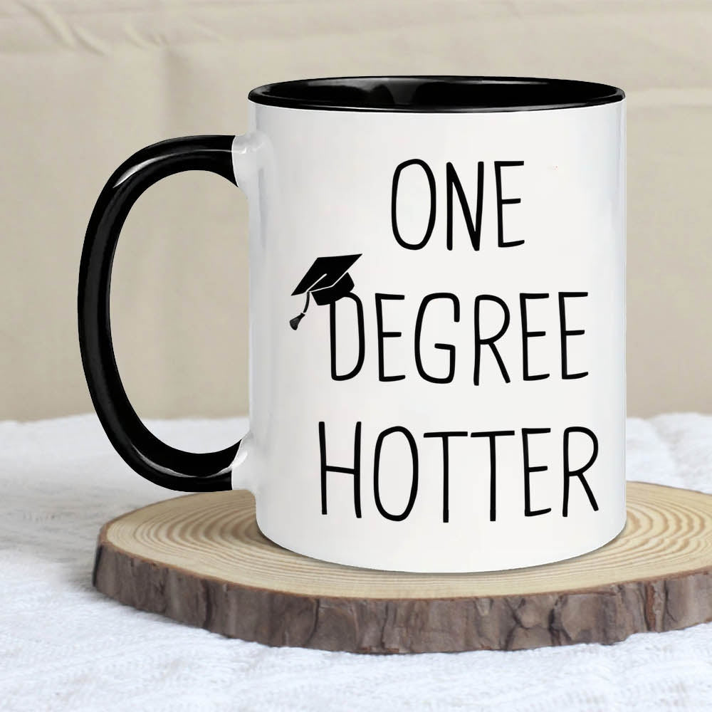 Tailorly Black Accent 11 oz Mug - 1pc funny graduation gift mug ceramic coffee cup with black handle white academic humor gift for phd 2025