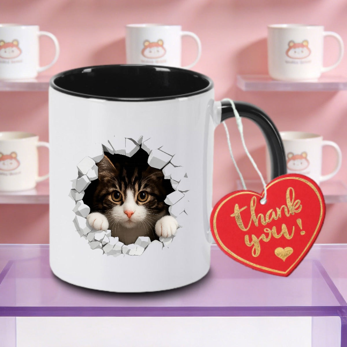 Tailorly Black Accent 11 oz Mug - 3D Cat Logo