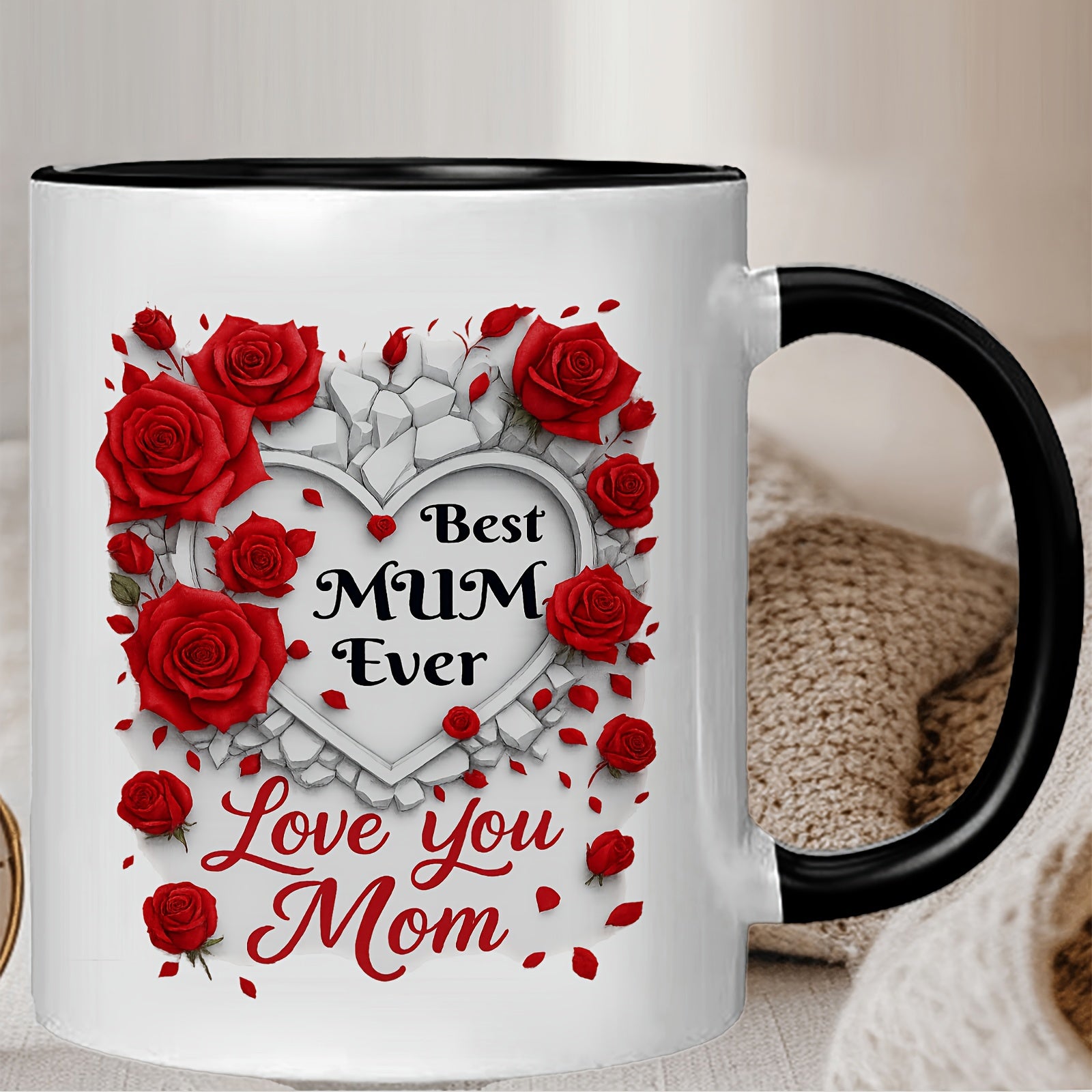 Tailorly Black Accent 11 oz Mug - elegant red mum