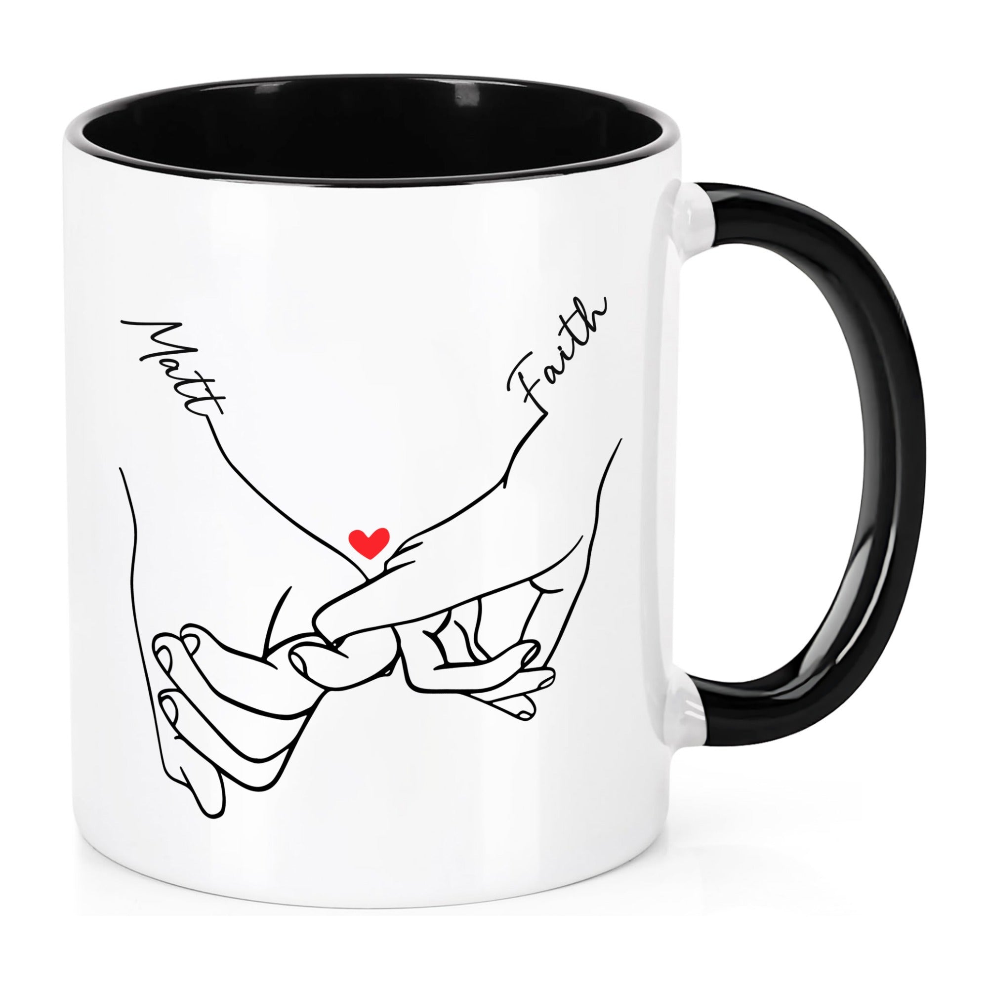 Tailorly Black Accent 11 oz Mug - heart hands design