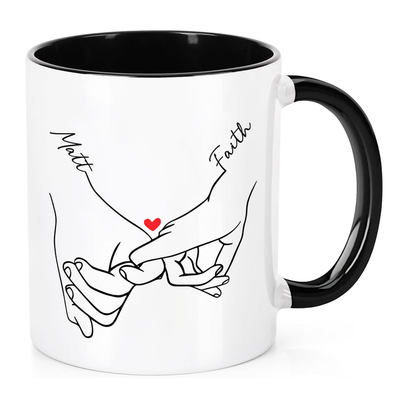 Tailorly Black Accent 11 oz Mug - heart hands design