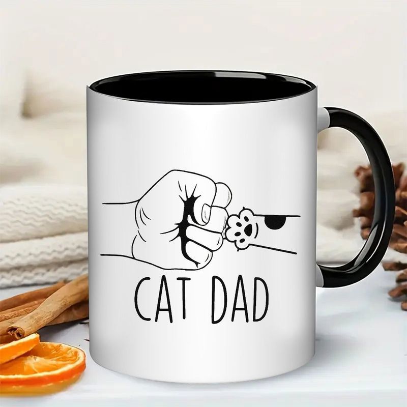 Tailorly Black Accent 11 oz Mug - cat paw cat dad