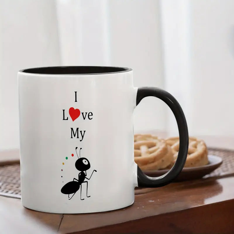 Tailorly Black Accent 11 oz Mug - item picture 1pc 11oz inspirational ceramic coffee mug black handle microwave safe reusable ideal gift for christmas
