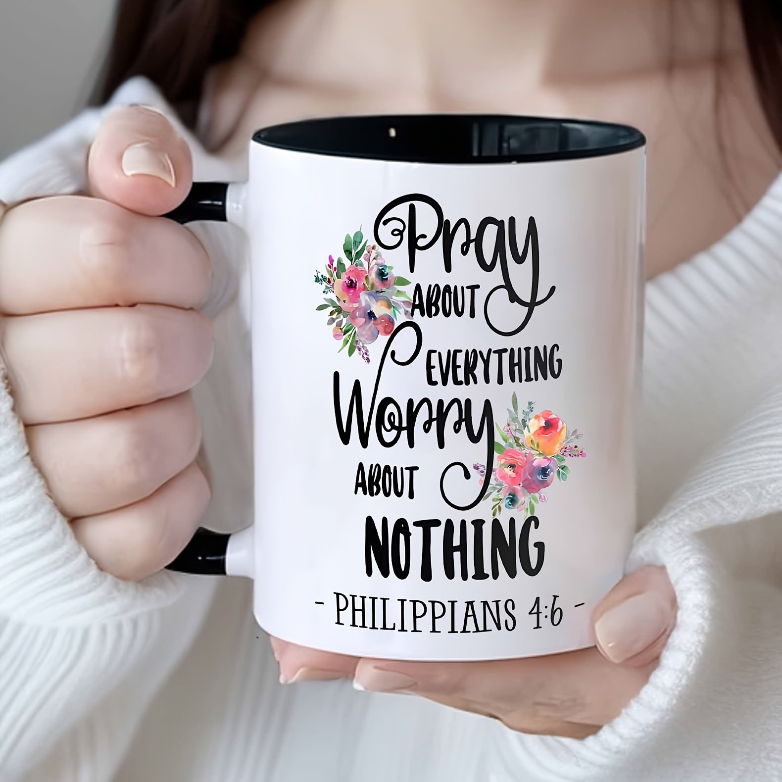Tailorly Black Accent 11 oz Mug - pray pattern