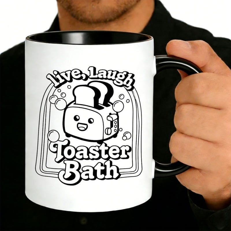 Tailorly Black Accent 11 oz Mug - humorous design with live laugh toaster