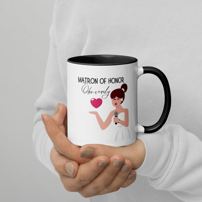 Tailorly Black Accent 11 oz Mug - wedding themed text "to wife to husband to sister"