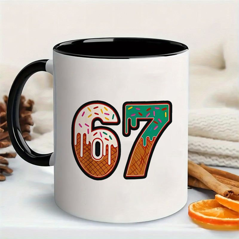 Tailorly Black Accent 11 oz Mug - number 67 ice cream with sprinkles