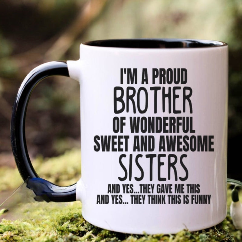 Tailorly Black Accent 11 oz Mug - funny brother gift text