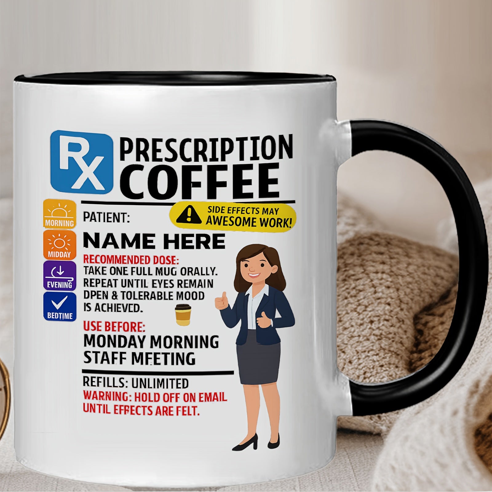 Tailorly Black Accent 11 oz Mug - fun theme patterns