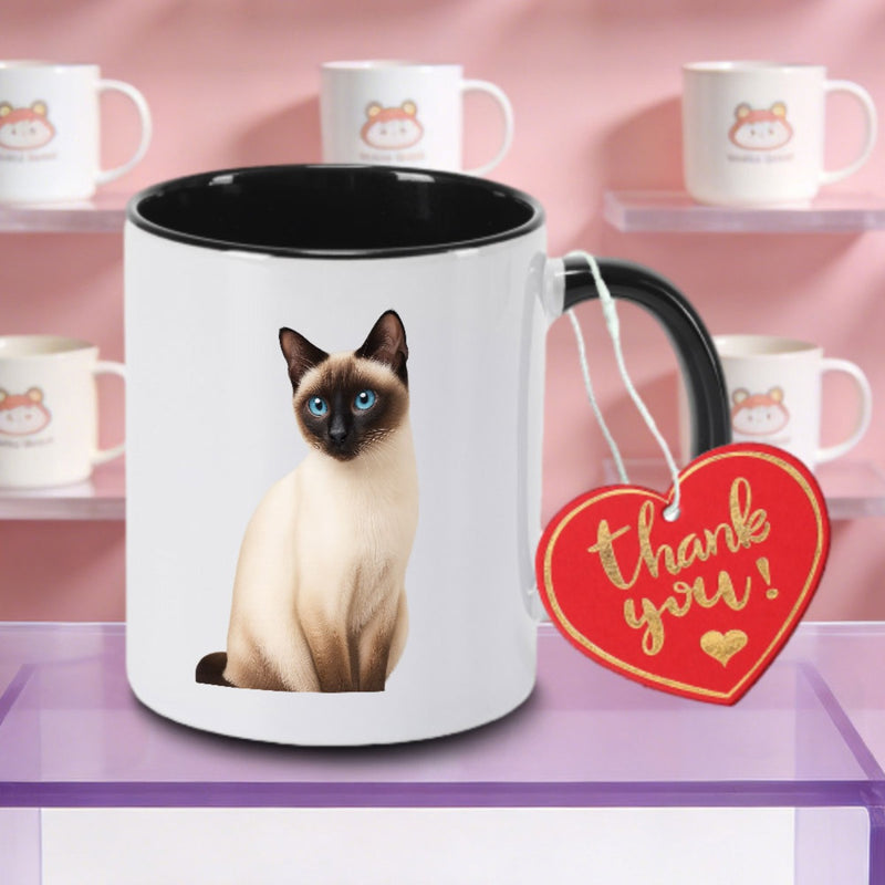 Tailorly Black Accent 11 oz Mug - Siamese cat