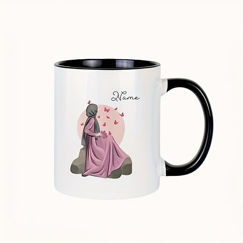 Tailorly Black Accent 11 oz Mug - custom girl print with text and name， family， boyfriend， girlfriend