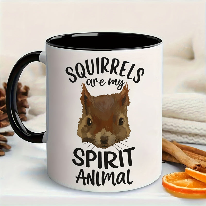 Tailorly Black Accent 11 oz Mug - funny squirrel with text "squirrel"