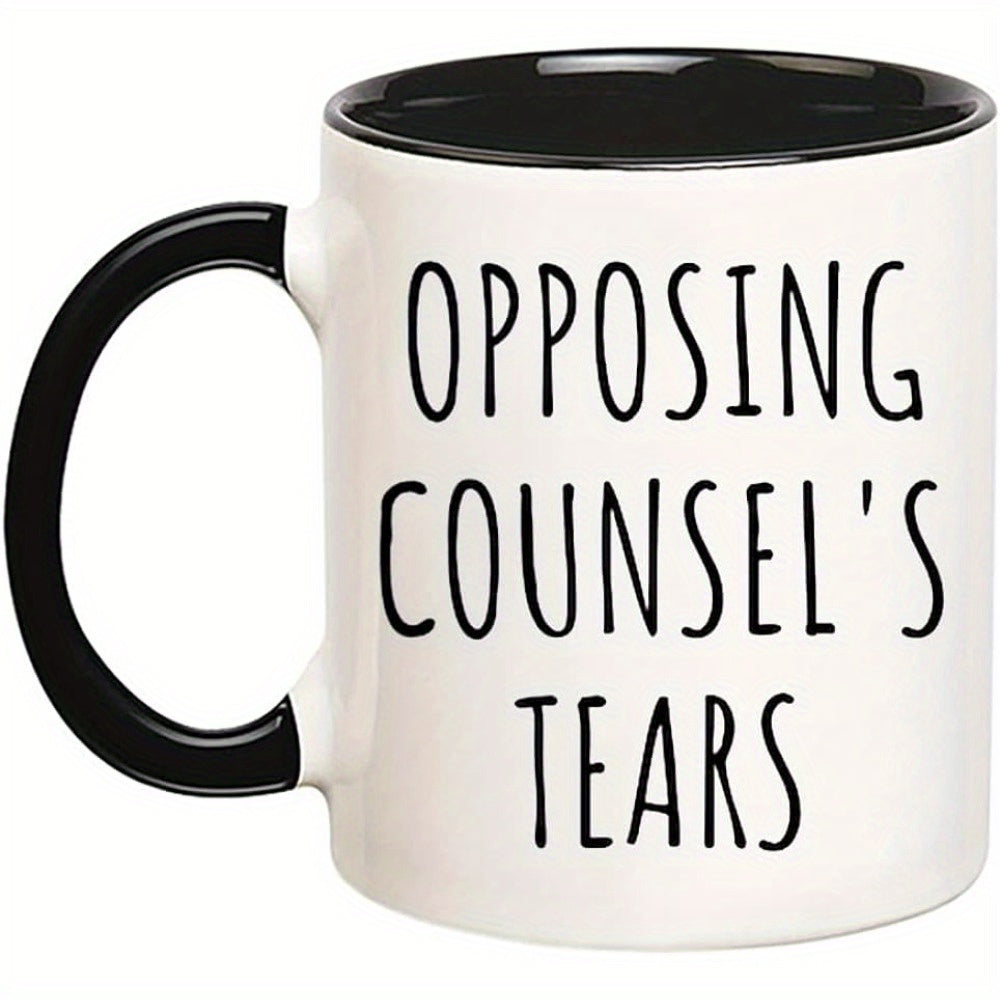 Tailorly Black Accent 11 oz Mug - opposing counsels tears design