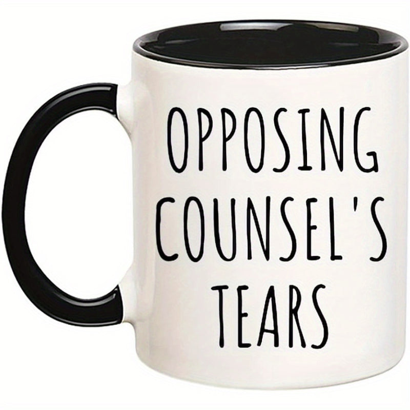 Tailorly Black Accent 11 oz Mug - opposing counsels tears design
