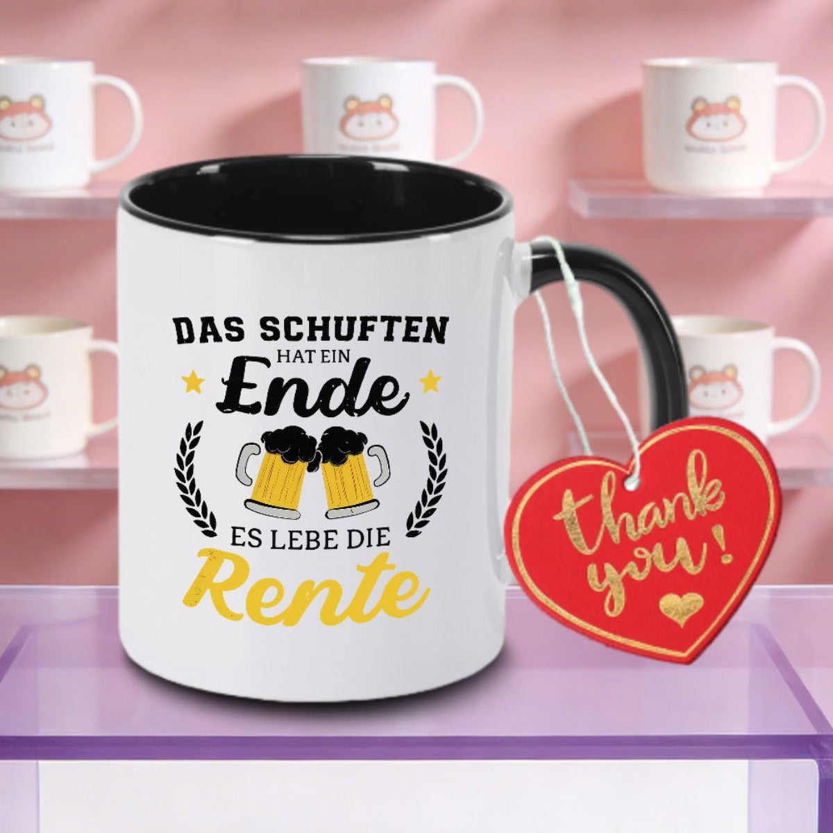 Tailorly Black Accent 11 oz Mug - German Quotes with Humor and Beer Patterns