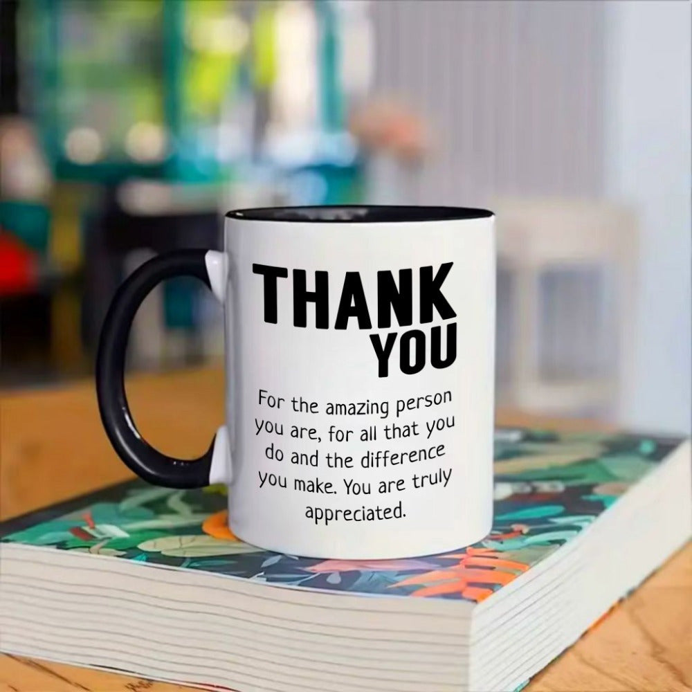 Tailorly Black Accent 11 oz Mug - thank you text