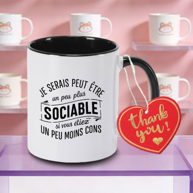 Tailorly Black Accent 11 oz Mug - Je Serais Plus Un Mois Letter Print