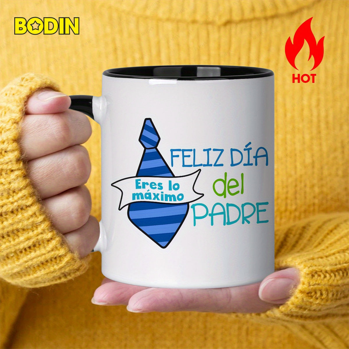 Tailorly Black Accent 11 oz Mug - spanish fathers day text