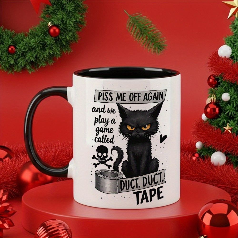 Tailorly Black Accent 11 oz Mug - black cat and text with dark humor theme